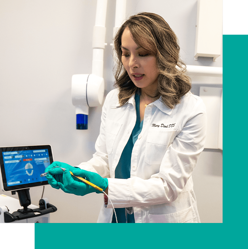 doctor showing lanap laser